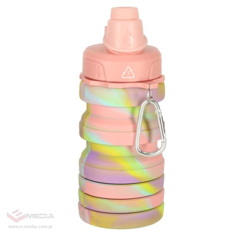 Butelka na wodę bidon silikonowy składany z uchwytem BPA FREE 500ml tęczowy