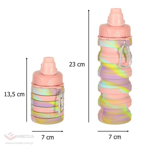 Butelka na wodę bidon silikonowy składany z uchwytem BPA FREE 500ml tęczowy