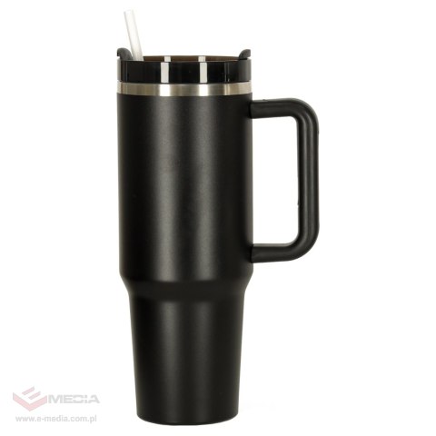 Kubek termiczny ze słomką i uchwytem termos 1200ml czarny