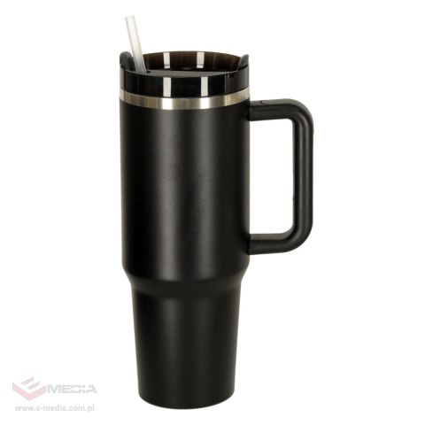 Kubek termiczny ze słomką i uchwytem termos 1200ml czarny