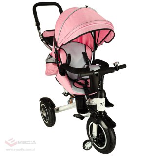 Rowerek trójkołowy Trike Fix V3 rower spacerówka 3w1 obracany 360 wolne koło różowy
