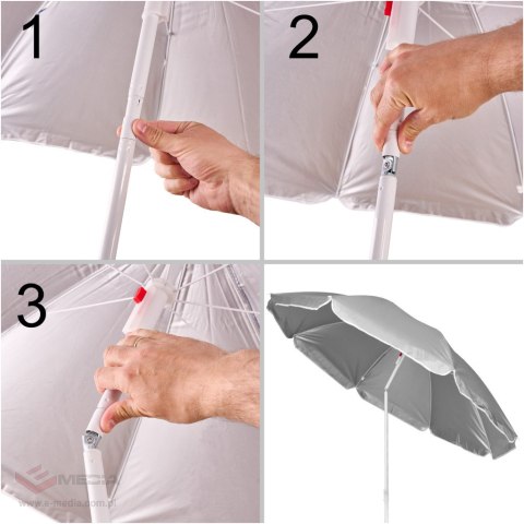 Parasol ogrodowy plażowy regulowany łamany składany UV 150cm szary
