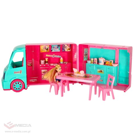 Samochód dla lalek kamper food truck zestaw 21 el.