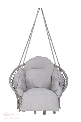 Huśtawka ogrodowa LUARO bocianie gniazdo z poduszką XXL szare 80cm 150kg