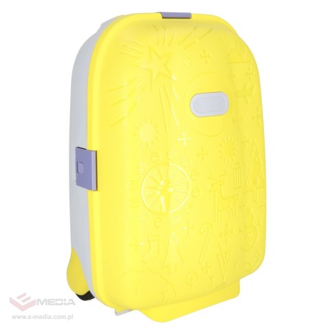 Walizka podróżna kabinowa dla dzieci na kółkach LED bagaż podręczny z imieniem żółty