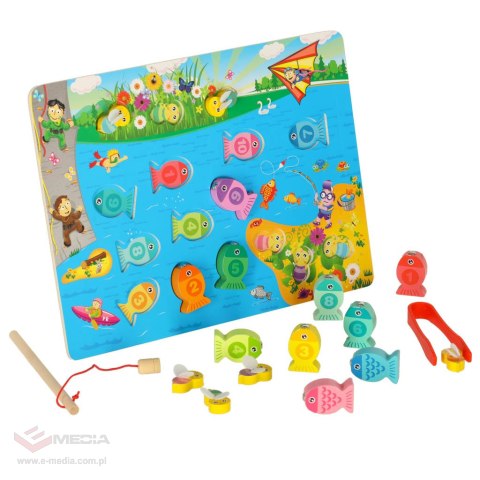Gra drewniana rybki łowienie rybek na magnes pszczółki montessori