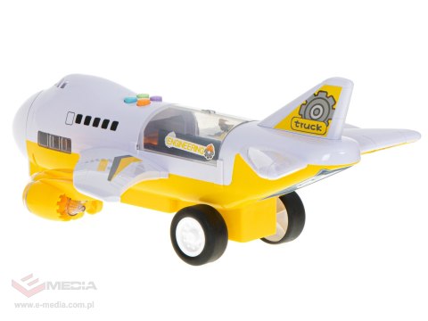 Transporter samolot + 6 aut pojazdy budowlane bok/przód