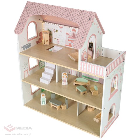 Domek dla lalek drewniany LULILO Peonio 70cm LED róż