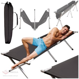 Łóżko polowe LUARO składane turystyczne kanadyjka czarne 150kg
