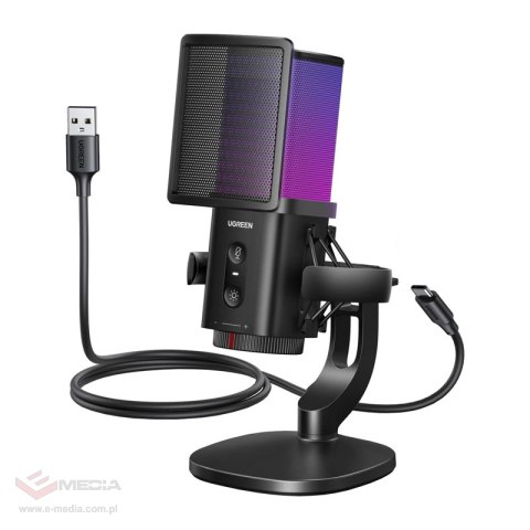 Mikrofon do komputera Ugreen CM581, 24-bit/96kHz, USB-C, RGB (czarny)