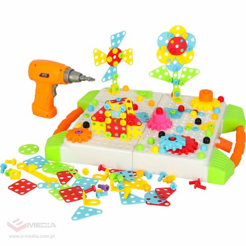 Wkrętarka wiertarka śrubki klocki konstrukcyjne zestaw majsterkowicza walizka 181 elementów