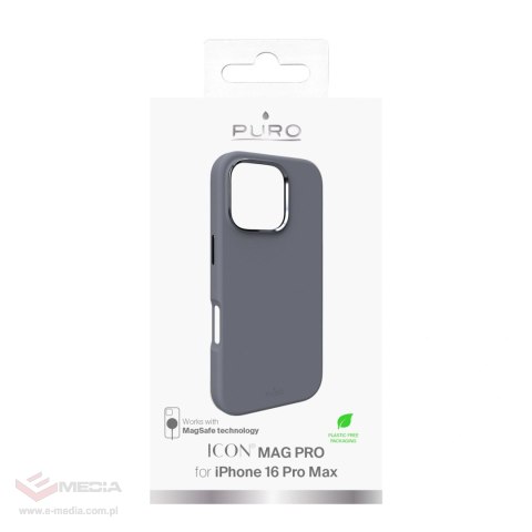 Etui silikonowe Puro Icon Mag Pro MagSafe do iPhone 16 Pro Max - ciemnoszare