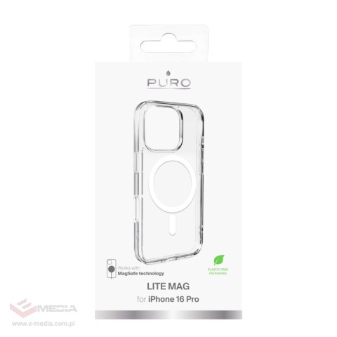 Etui silikonowe Puro Lite Mag MagSafe do iPhone 16 Pro - przezroczyste