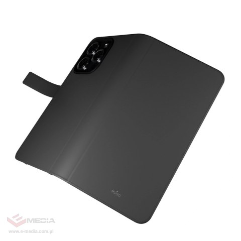 Etui z ekoskóry Puro Wallet Detachable MagSafe 2w1 z klapką i portfelem do iPhone 16 Pro - czarne