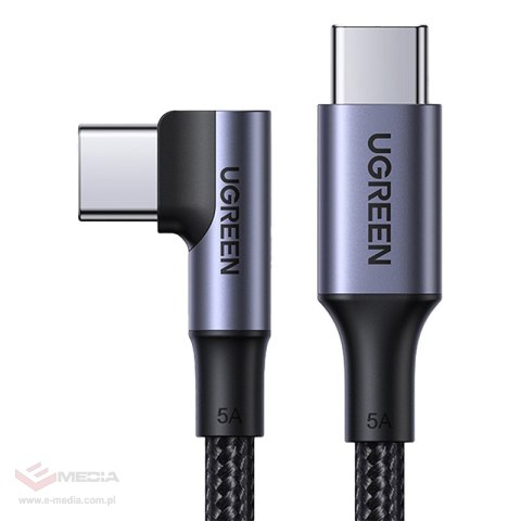 Kabel UGREEN US334 USB-C-USB-C 2m kątowy (czarny)