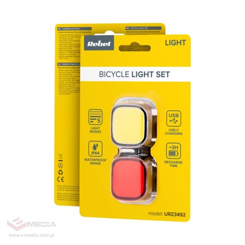 Komplet lamp rowerowych Rebel