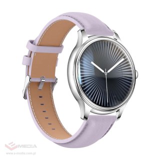 Smart Watch COLMI L28 (srebrno-fioletowy + fioletowy skórzany pasek)