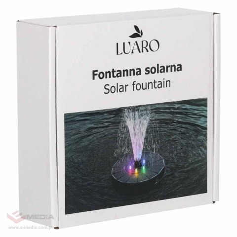Fontanna solarna LUARO do oczka wodnego ogrodowa pompa pływająca LED RGB 16cm