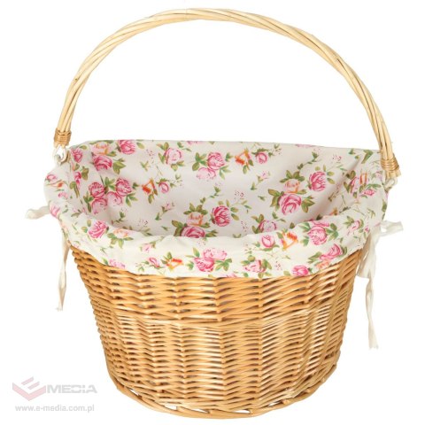 Koszyk rowerowy wiklinowy na rower RALLEX przedni pleciony click w kwiaty
