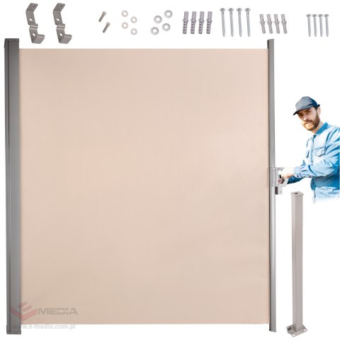 Markiza boczna tarasowa LUARO parawan zwijany 180 x 400 cm beżowy