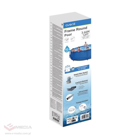 Basen stelażowy AVENLI okrągły 366x76 zestaw