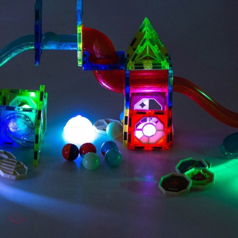 Klocki magnetyczne marble tor kulkowy świecący 75 elementów