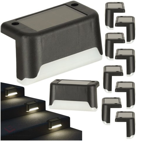 Lampa solarna schodowa ogrodowa zewnętrzna LED na schody czujnik zmierzchu 8 sztuk