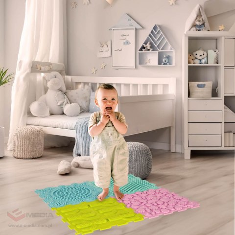 Mata sensoryczna puzzle montessori do masażu stóp 8 elementów pastelowe