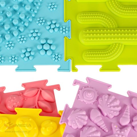 Mata sensoryczna puzzle montessori do masażu stóp 8 elementów pastelowe
