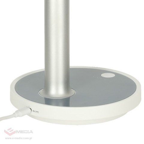 Wentylator biurkowy wiatrak przenośny bezprzewodowy USB z akumulatorem regulowany 4 poziomy mocy LED 38cm biały