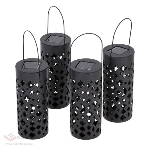 Lampa solarna ogrodowa ażurowa latarenka lampion LED czujnik zmierzchu wbijana 4szt.