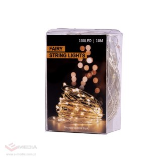 Lampki LED druciki dekoracyjne świąteczne choinkowe 10m 100LED zimny biały