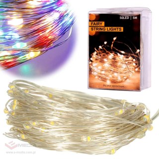 Lampki LED druciki dekoracyjne świąteczne choinkowe 5m 50LED multikolor