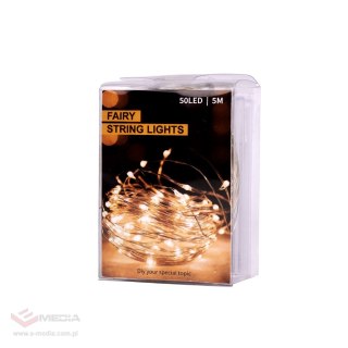 Lampki LED druciki dekoracyjne świąteczne choinkowe 5m 50LED zimny biały