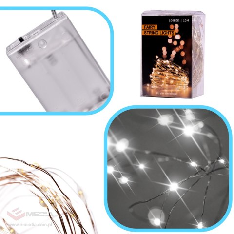 Lampki LED druciki dekoracyjne świąteczne choinkowe 5m 50LED zimny biały