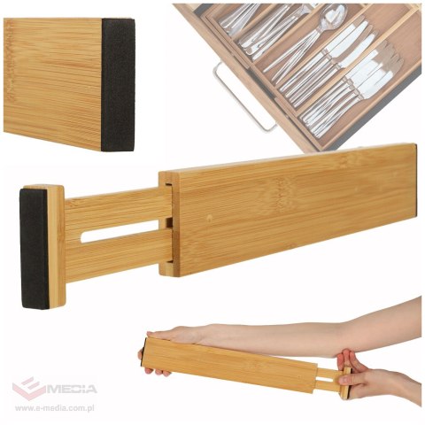 Organizer do szuflady bambusowy separator regulowany na sztućce narzedzia 43cm 1 sztuka