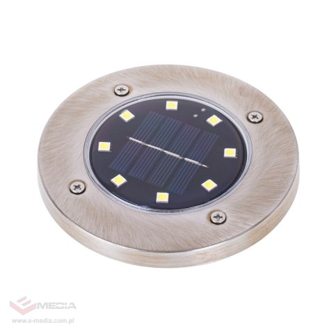 Lampy ogrodowe solarne najazdowe gruntowe czujnik zmierzchu wbijane świecący dysk 8LED 4szt. ciepły biały