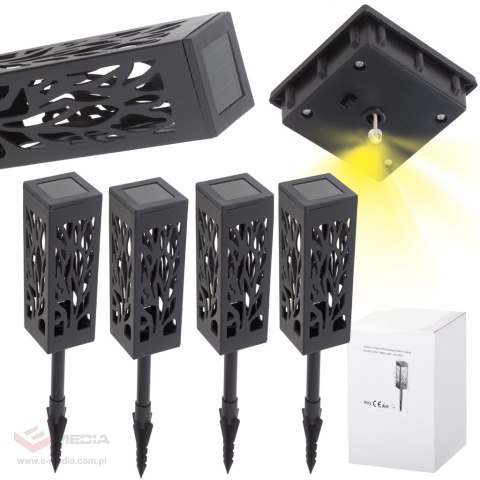Lampa solarna ogrodowa ażurowa latarenka lamion LED czujnik zmierzchu wbijana 4szt.