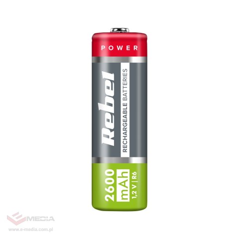 Akumulatorki REBEL AA , 2600 mAh, Ni-MH, 1,2V, 4szt/bl , R6
