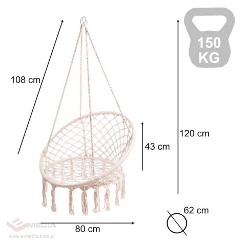 Huśtawka LUARO fotel bocianie gniazdo ecru 80cm 150kg