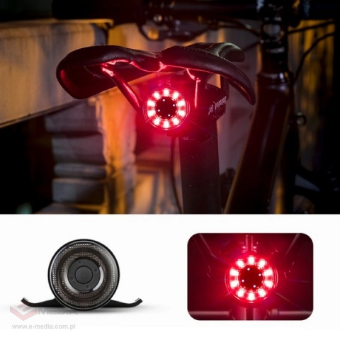Lampka rowerowa tylna Rockbros Q1 7 kolorów LED + kabel USB-C - USB-A - czarna