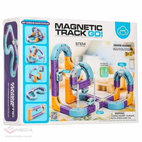 Klocki magnetyczne konstrukcyjne tor wyścigowy auto 87 elementów
