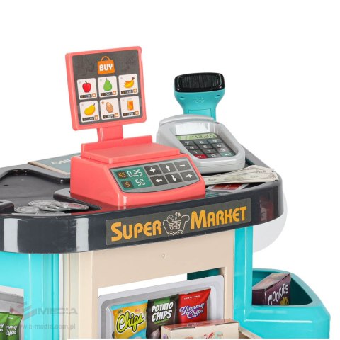 Sklep dla dzieci supermarket stragan wózek na zakupy akcesoria miętowy