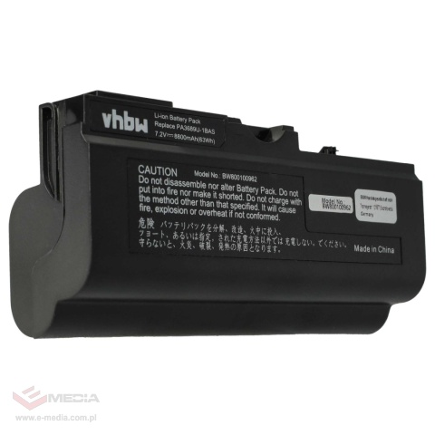 Akumulator do laptopa zamiennik Toshiba NB100 NB105 PA3689U-1BAS, PA3689U-1BRS, PA3689 - 8800 mAh 7,2V / 7,4V V Li-Ion, czarny