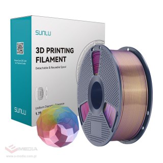 Filament SUNLU PLA+ Silk Forth-Color 1.75mm 1kg (niebiesko-fioletowo-czerwono-złoty)