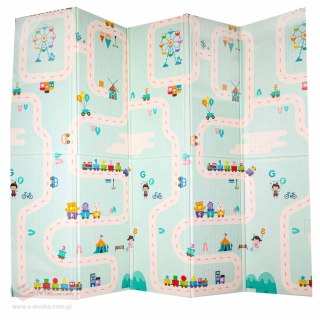 Mata edukacyjna piankowa dwustronna składana pandy ulica 180 x 200cm