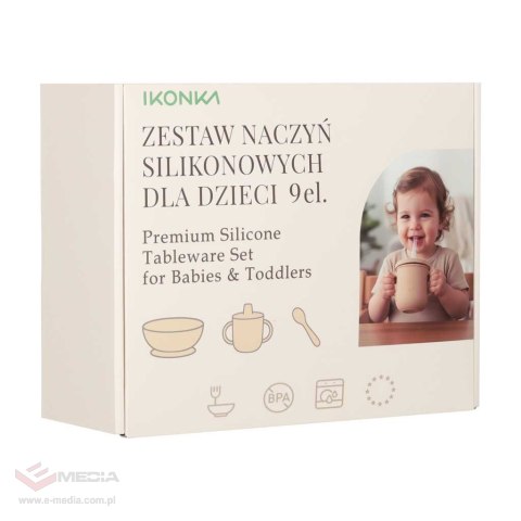 Naczynia silikonowe dla dzieci niemowląt krab zestaw 9 elementów beżowe