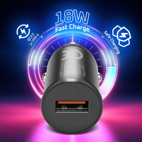 Ładowarka samochodowa everActive CC-15QC z gniazdem USB QC3.0 18W + kabel USB-C 1m