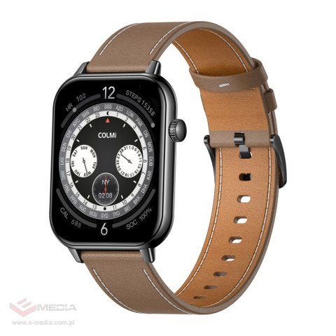 Smartwatch COLMI C28 Czarny + brązowy skórzany pasek