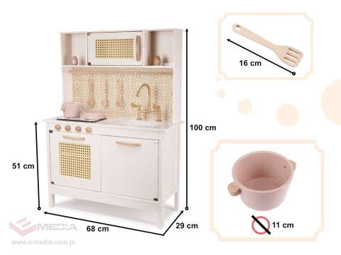 Kuchnia dla dzieci drewniana MDF retro z akcesoriami BOHO 100cm